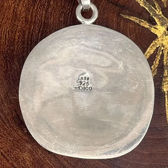 Vintage Sand Dollar Necklace 925 Large Shell Pendant ATI Mexico jewelry - Picture 7 of 10